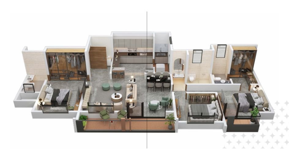 Mittle-Nitaara-Tower-Floor-Plan-3 BHK-1247 Sqft